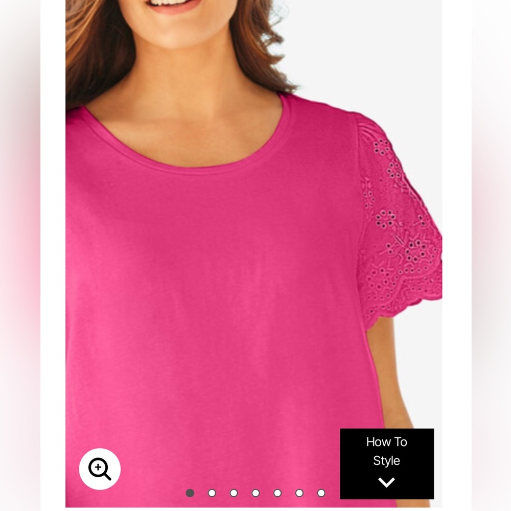 Eyelet Ruffle Tee- 2X - Picture 2 of 5